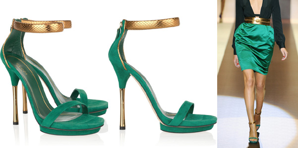 Gucci gold and jade shoes